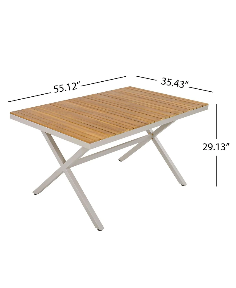 Streamdale Furniture Teak Wood and Steel Rectangular Outdoor Dining Table