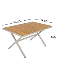 Streamdale Furniture Teak Wood and Steel Rectangular Outdoor Dining Table