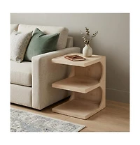 HomeRoots 24" Solid Wood End Table With Two Shelves