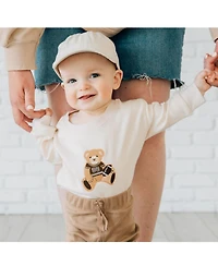 Sweet Wink Baby Boys Teddy Bear Patch Long Sleeve Romper