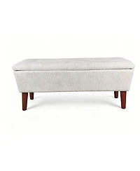 Streamdale Furniture 42" Rectangular Linen Ottoman Bench with Solid Wood Tapered Legs