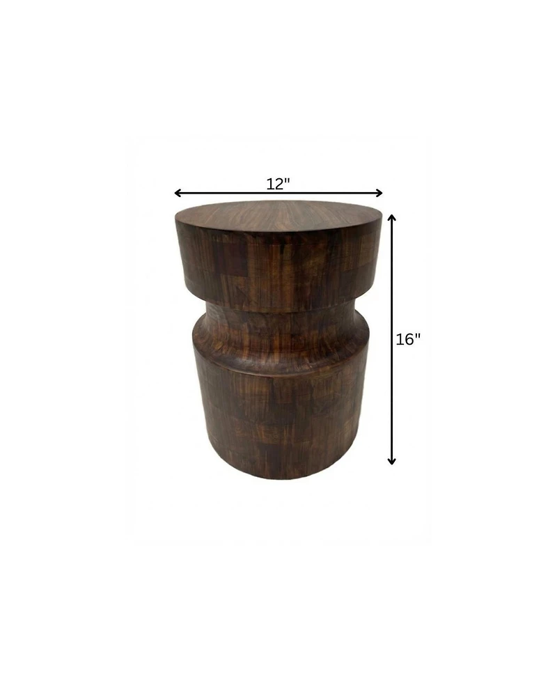 HomeRoots 16" Solid Wood Round End Table