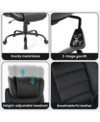 homfan Ergonomic Executive Chair with Spring Lumbar Support, Adjustable Headrest, Flip-Up Arms, Recline, 350 lb Capacity