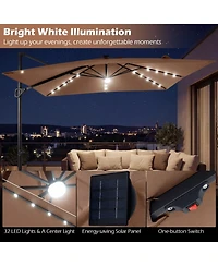 Sugift 10 Feet Cantilever Patio Umbrella with Solar Led Lights for Pool and Garden