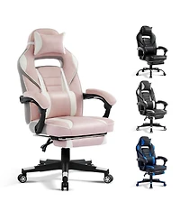 homfan Big and Tall High Back Leather Office Chair with Footrest, Adjustable Lumbar and Headrest