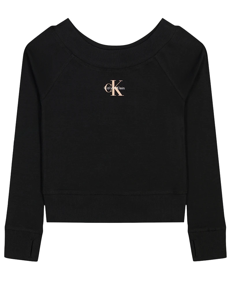 Calvin Klein Girls' 7-16 Monogram Crewneck Sweatshirt