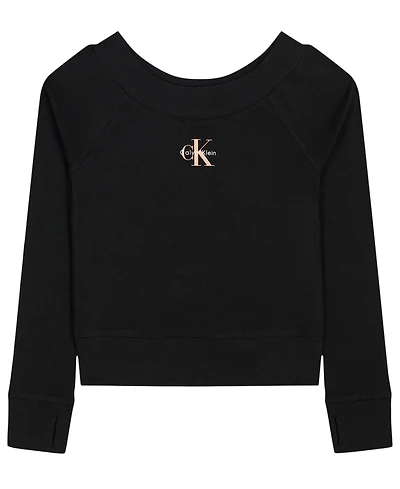 Calvin Klein Girls' 7-16 Monogram Crewneck Sweatshirt