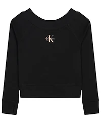 Calvin Klein Girls' 7-16 Monogram Crewneck Sweatshirt