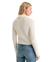Good American Women's Spread Collar Zip-Front Sweater