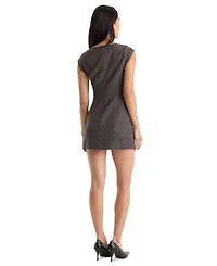 Good American Women's Square Neck Cap-Sleeve A-Line Dress