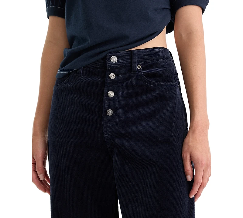 Good American Women's High-Rise Corduroy Wide-Leg Jeans