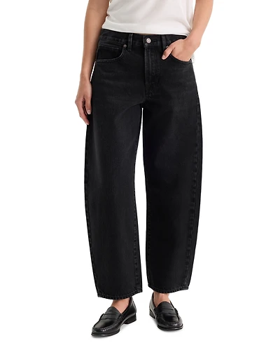 Good American Women's Mid-Rise Barrel-Leg Ankle Jeans