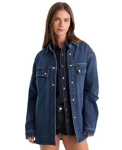 Good American Women's Collared Long-Sleeve Button-Front Top