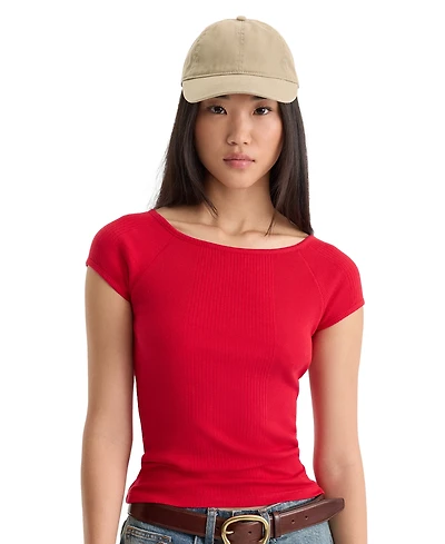 Good American Women's Collarless Short-Sleeve Cotton Top