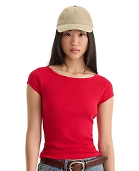 Good American Women's Collarless Short-Sleeve Cotton Top