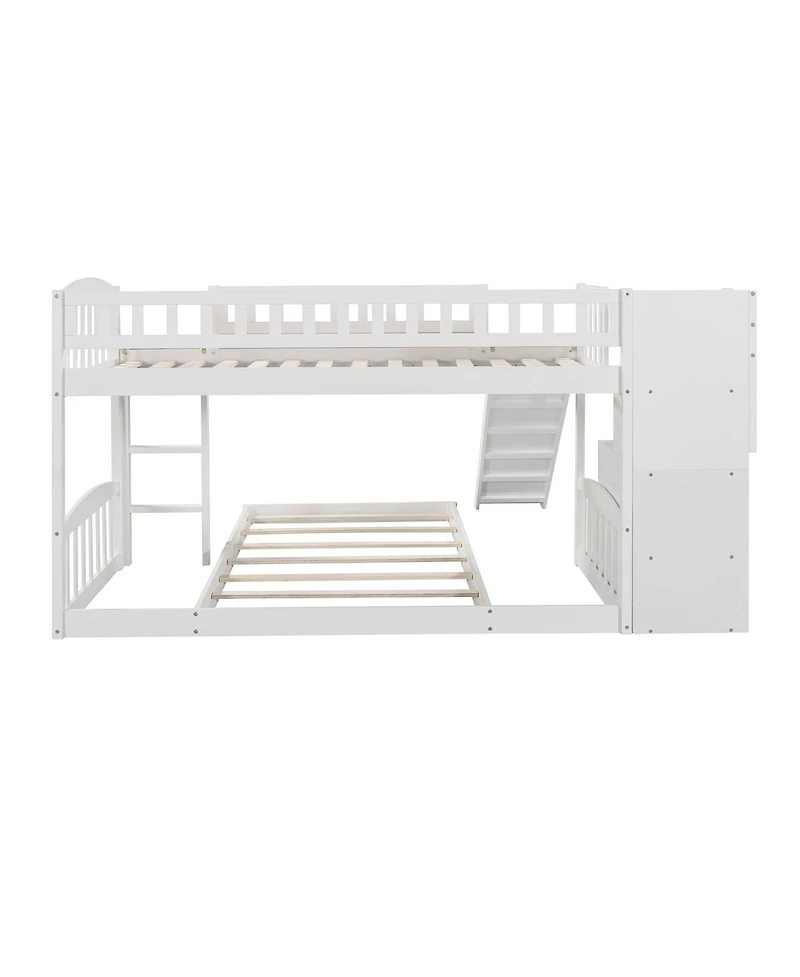 Streamdale Furniture Twin over Twin Bunk Bed with Slide and Two Drawers