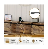 Lucky One Queen Size Metal Bed Frame with Storage Headboard, Usb Charging, Heavy Duty Metal Slats