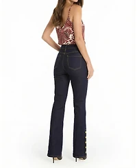 The Noli Shop Women's Classic Veronica Button Jean