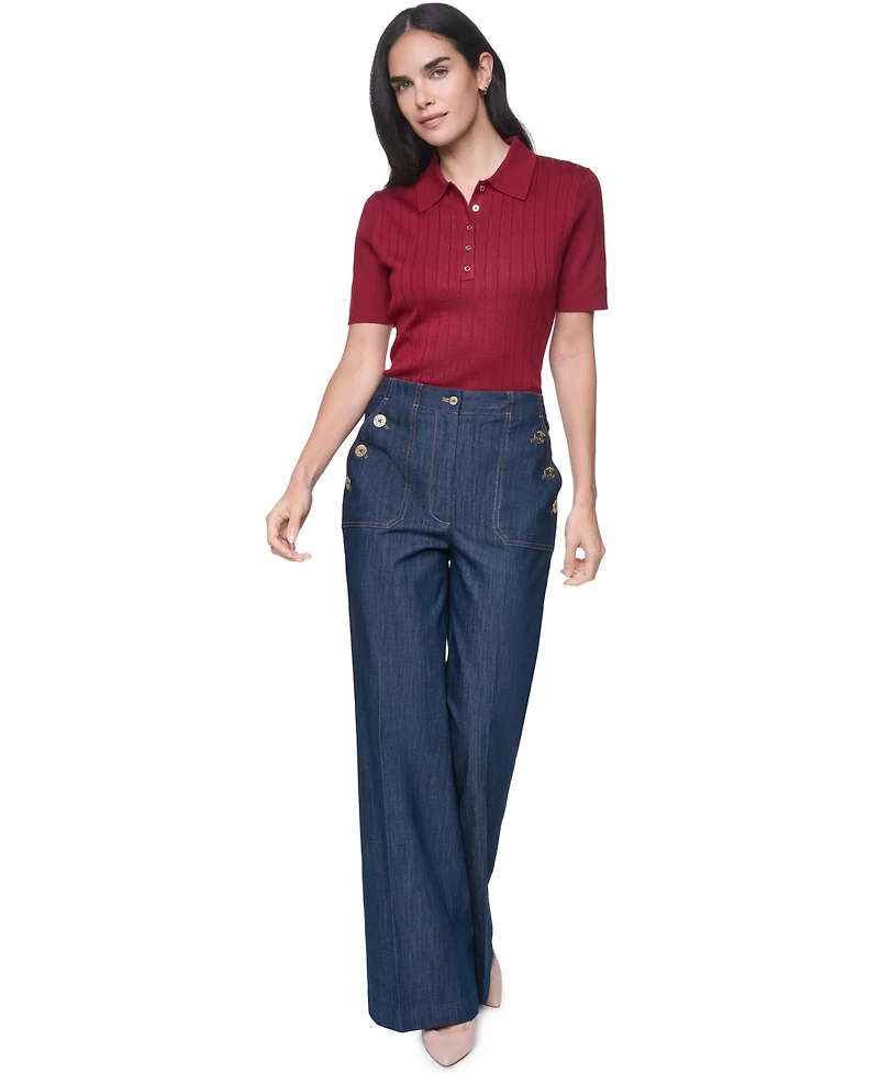 Tommy Hilfiger Women's Short-Sleeve Polo Sweater