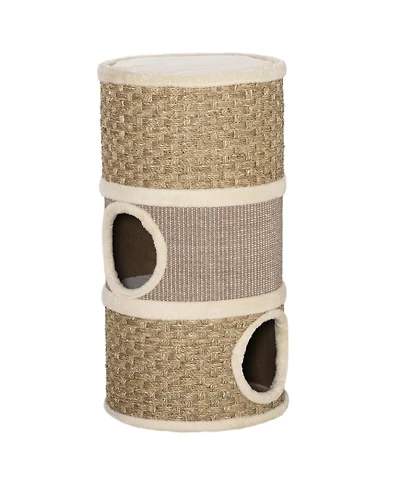 Ruie 28 in 3-Story Cat Condo Hideaway with Sisal Scratching Pad