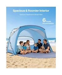 Zeny Beach Tent Sun Shelter for 6 Person, Upf 50 Plus Protection, Portable Sun Shade Canopy with Carrying Bag and Sand Pockets