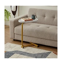 HomeRoots 24" Faux Marble and Metal Oval End Table
