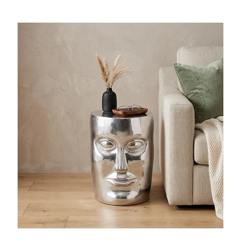 HomeRoots 18" Aluminum Faces Round End Table
