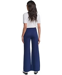 Karl Lagerfeld Paris Women's Side-Button Wide-Leg Ponte Pants