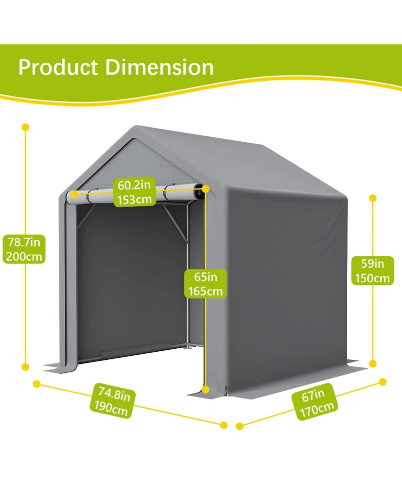 Clihome 6x6 Feet All-Season Storage Tent Quick-Install Waterproof and Uv-Resistant Outdoor Shed