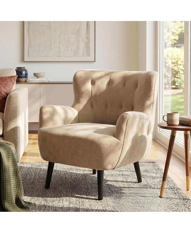 Streamdale Furniture Modern Upholstered Accent Armchair with Rubber Wood Legs