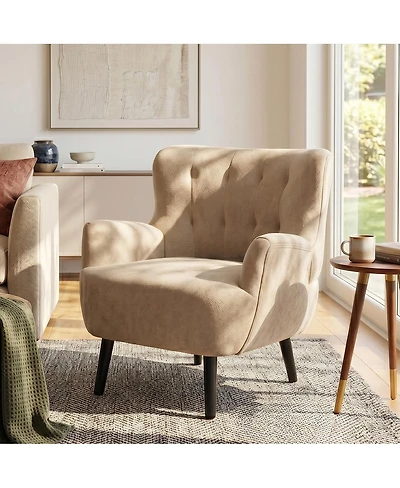 Streamdale Furniture Modern Upholstered Accent Armchair with Rubber Wood Legs