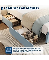 homfan Upholstered Platform Bed Frame, Full Frame with Led Lights, Adjustable Headboard, 2 Storage Drawers, No Box Spring Needed, Easy Assembly