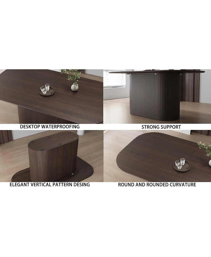 Streamdale Furniture 63" Mdf Dining Table with Vertical Striped Legs, Seats 4-8