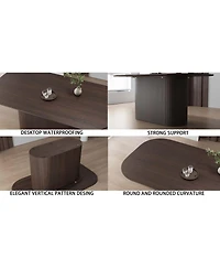Streamdale Furniture 63" Mdf Dining Table with Vertical Striped Legs, Seats 4-8