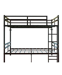 Streamdale Furniture Metal Twin Over Twin Bunk Bed with Safety Guardrails