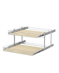 Lovmor 2 Tier Individual Pull Out Cabinet Organizer D Slide Wood Shelves Storage for Kitchen