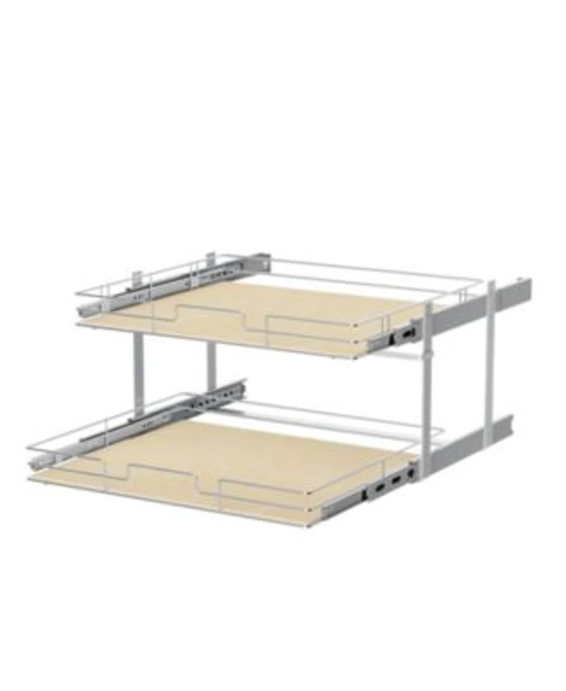 Lovmor 2 Tier Individual Pull Out Cabinet Organizer D Slide Wood Shelves Storage for Kitchen