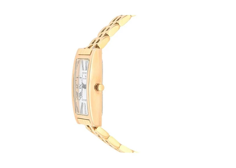 Peugeot Women's 35x18mm 14K Gold-Plated Rectangular Roman Numeral Stainless Steel Watch
