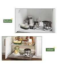 Lovmor 2 Tier Individual Pull Out Cabinet Organizer Slide Kitchen Storage Sliding Shelves