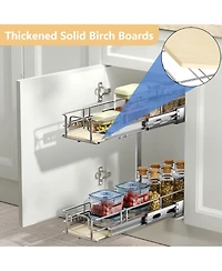 Lovmor 2 Tier Individual Pull Out Cabinet Organizer D Slide Wood Shelves Storage for Kitchen