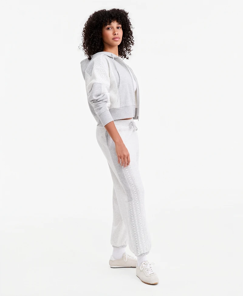 And Now This Women's Crochet High-Rise Fleece Jogger, Macy's Exclusive