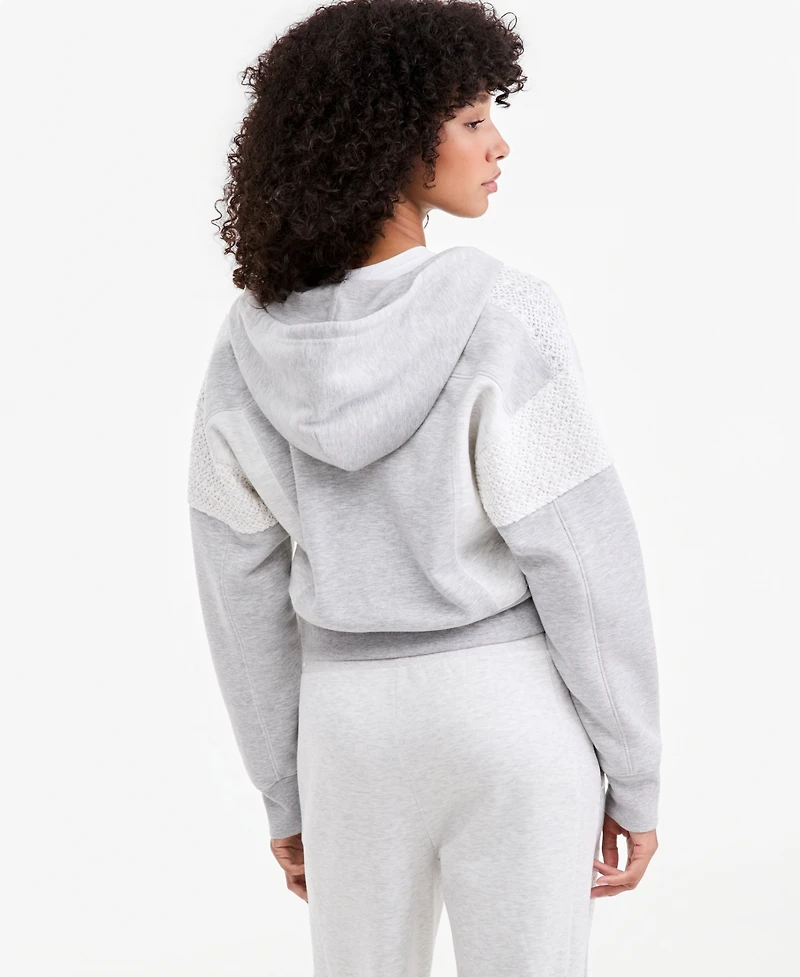 And Now This Women's Crochet Cropped Fleece Zip Hoodie, Macy's Exclusive