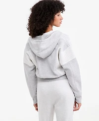 And Now This Women's Crochet Cropped Fleece Zip Hoodie, Macy's Exclusive
