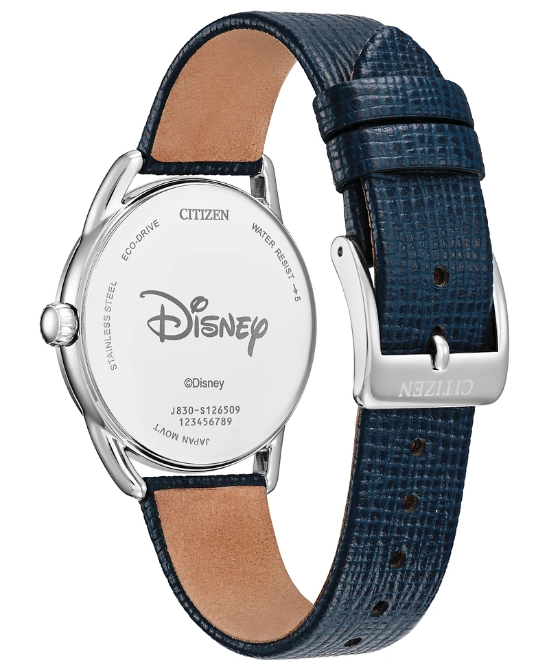 Citizen Women's Mickey and Minnie in Tandem Blue Leather Strap Watch 36mm