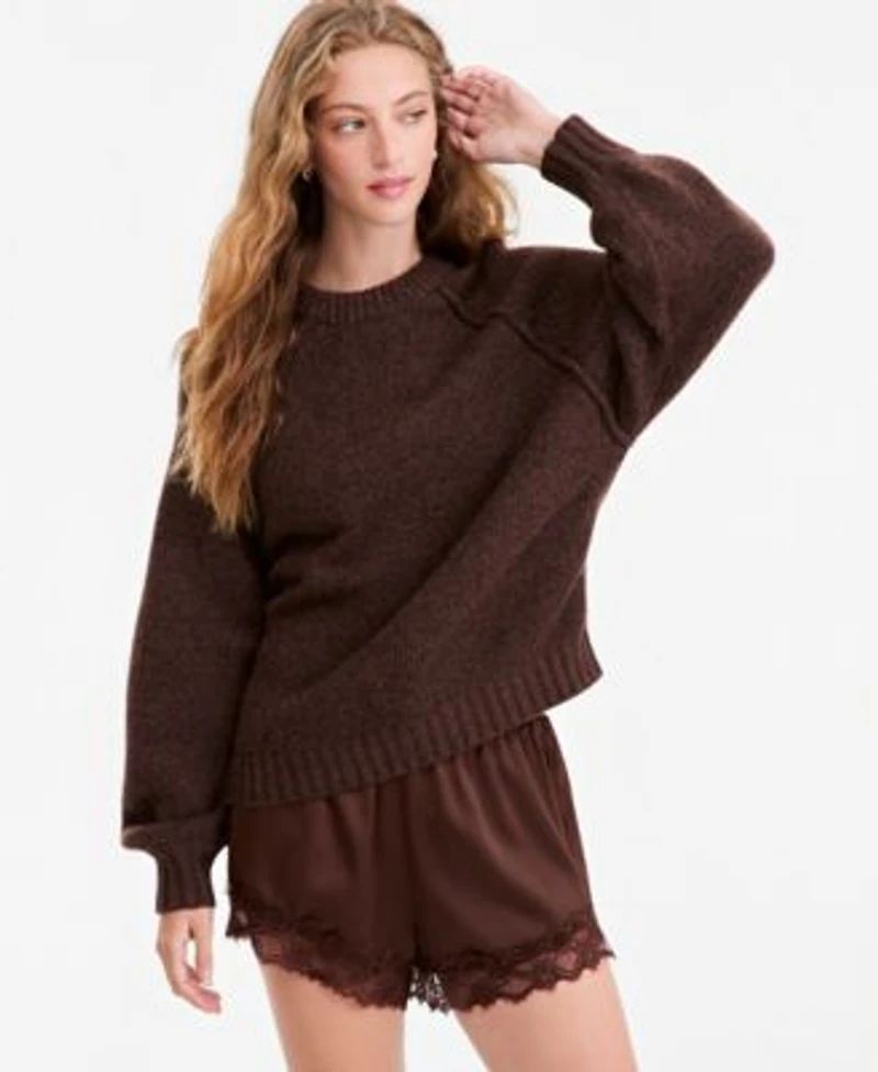 Now This Womens Raglan Slouchy Crew Sweater Macys Exclusive