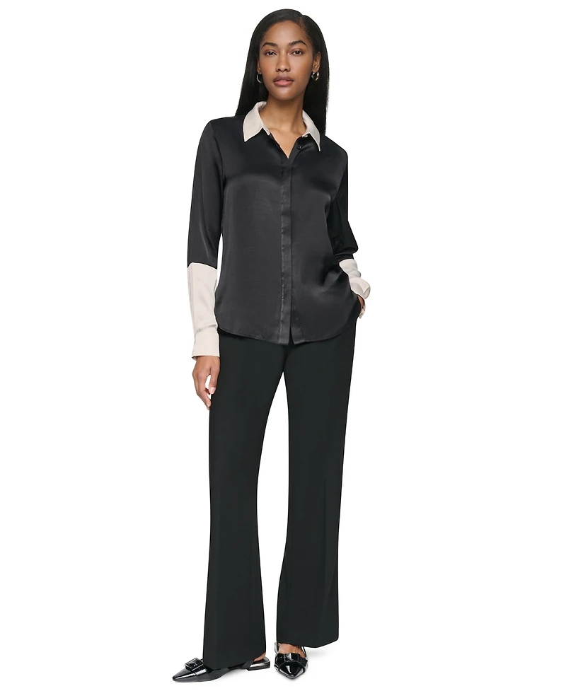 Dkny Women's Color Blocked Long-Sleeve Blouse