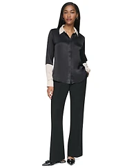Dkny Women's Color Blocked Long-Sleeve Blouse