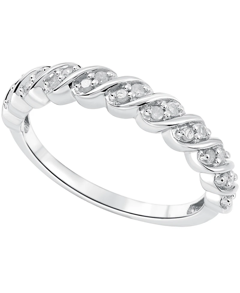Diamond Diagonal Ring (1/6 ct. t.w.) Sterling Silver