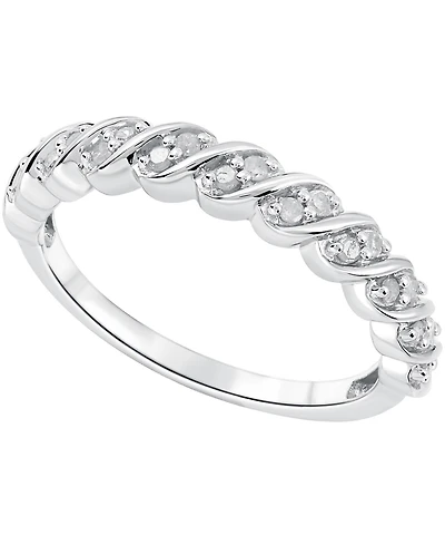 Diamond Diagonal Ring (1/6 ct. t.w.) Sterling Silver