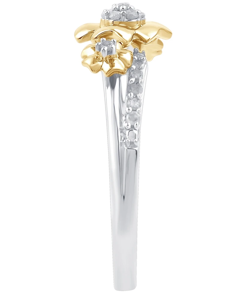 Diamond Flower Ring (1/6 ct. t.w.) Sterling Silver & 14k Gold-Plate